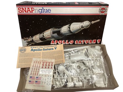 Lot 1782 - Airfix Snap n Glue Apollo Saturn V No.09173-4, plus Mongram Space Ships & other models (1 box)