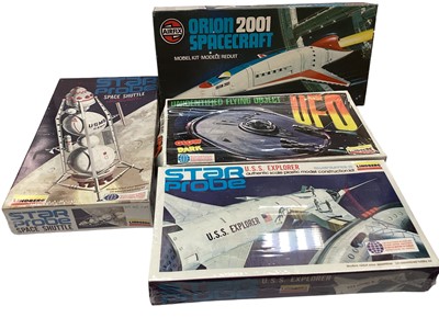 Lot 1782 - Airfix Snap n Glue Apollo Saturn V No.09173-4, plus Mongram Space Ships & other models (1 box)