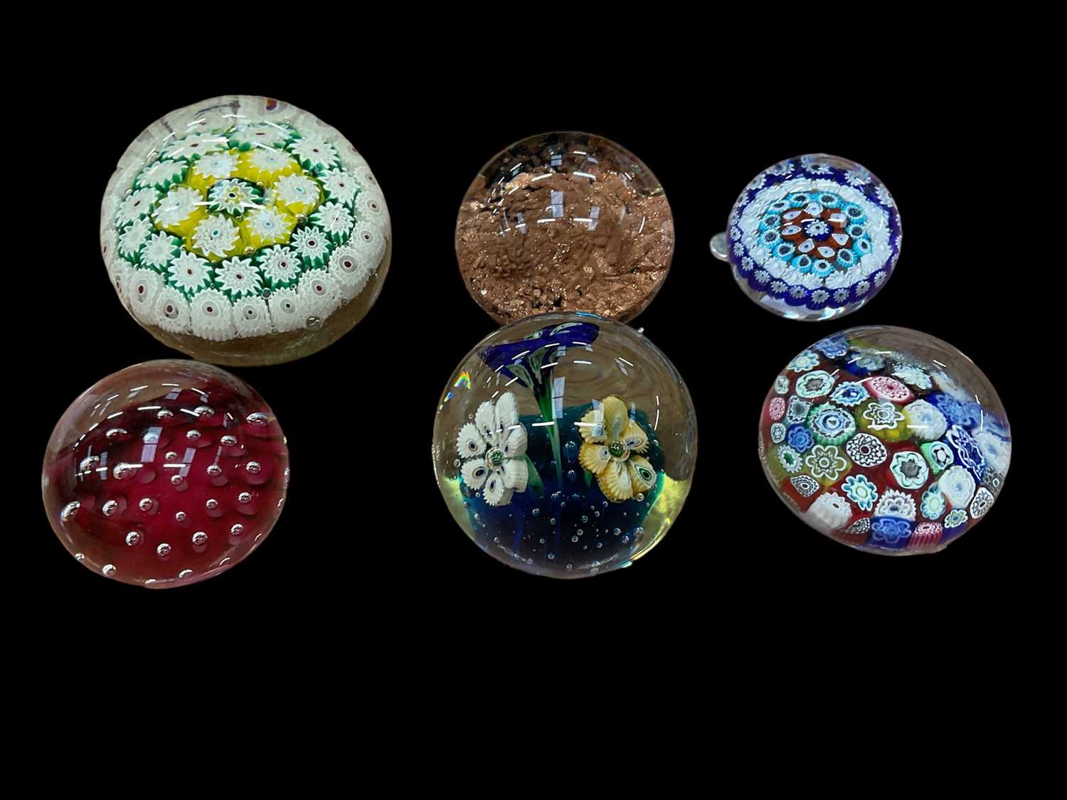 Cheesy Paperweights Lot 699 - Six Murano glass paperweights