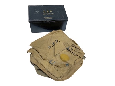 Lot 778 - Second World War A.R.P. Wardens First Aid Case, with partial contents together with an A.R.P. branded canvas bag.