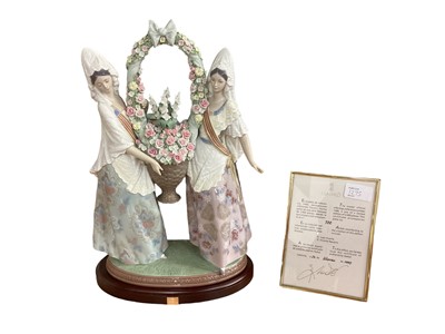 Lot 1275 - Impressive Lladro porcelain figure group - Floral Offering