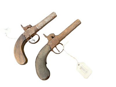 Lot 919 - Two 19th century percussion box lock pocket pistols