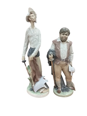 Lot 1280 - Two Lladro porcelain figures - Sancho and Quixote standing up, both boxed