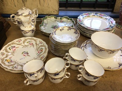 Lot 36 - Davenport teaware, pair of 19th century flower plates and other pieces