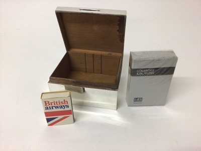 Lot 95 - Edwardian silver cigarette box of rectangular form (London 1908), containing a box of sealed Lambert & Butler cigarettes and a box of British Airways matches