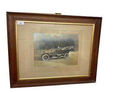 Lot 943 - Early motoring interest - large black and white photograph of an open tourer with chauffeur