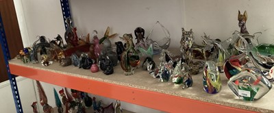 Lot 1288 - Large collection of coloured glassware including art glass animals