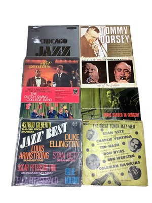 Lot 2258 - Two boxes of good Jazz records, including Oscar Peterson, Acker Bilk, Fats Waller, etc