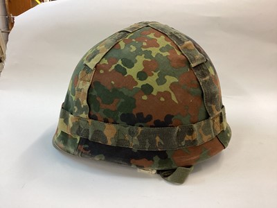 Lot 868 - Danish-made M56 US M1-clone Cold War Era West German steel helmet with rare glossy blue parade liner ('Helm Reprasentation') used by troops of the Guard Battalion of the Ministry of Defence.  Liner...