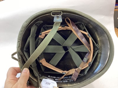 Lot 868 - Danish-made M56 US M1-clone Cold War Era West German steel helmet with rare glossy blue parade liner ('Helm Reprasentation') used by troops of the Guard Battalion of the Ministry of Defence.  Liner...
