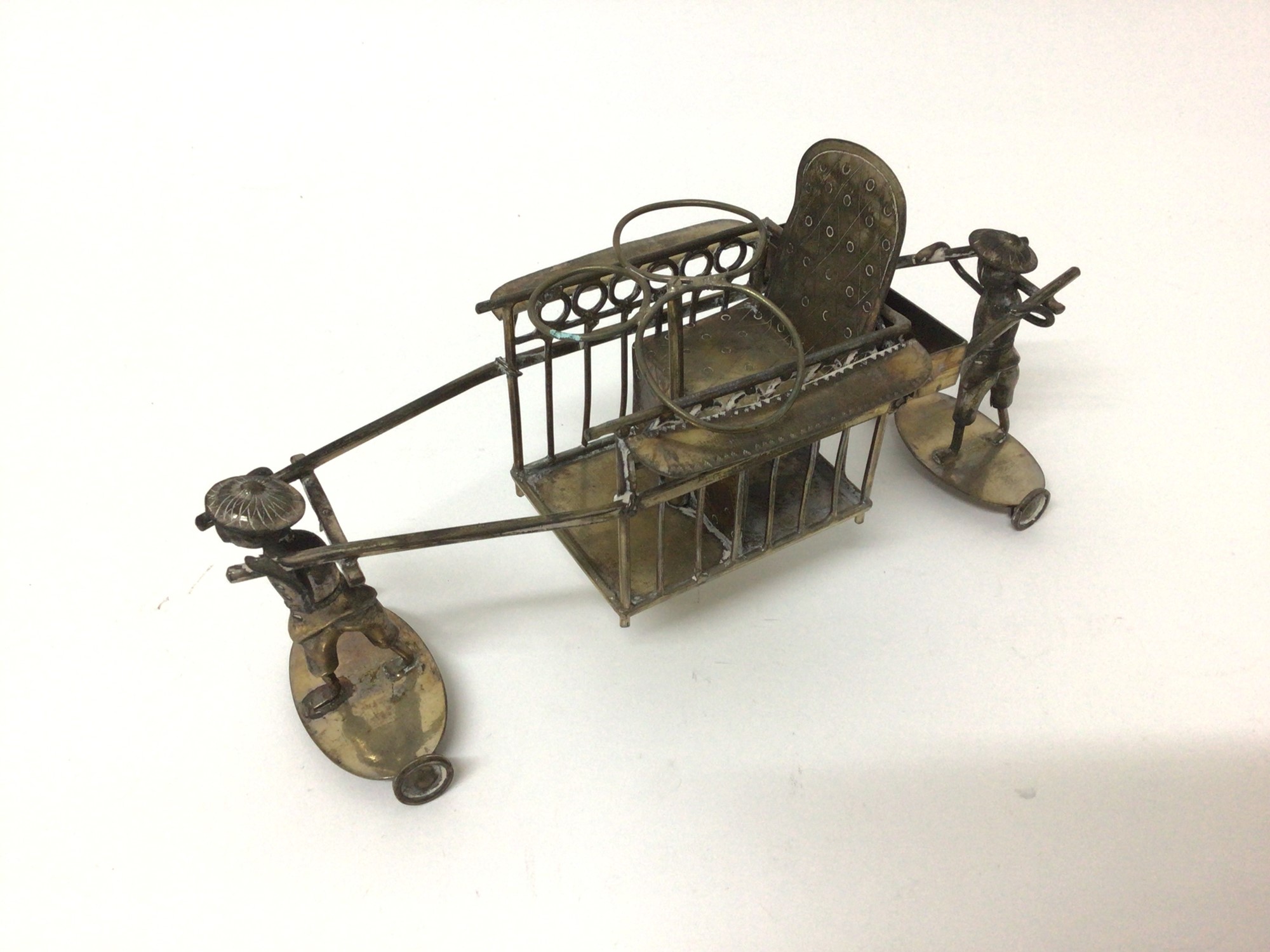 Lot 598 - Chinese silver plated rickshaw