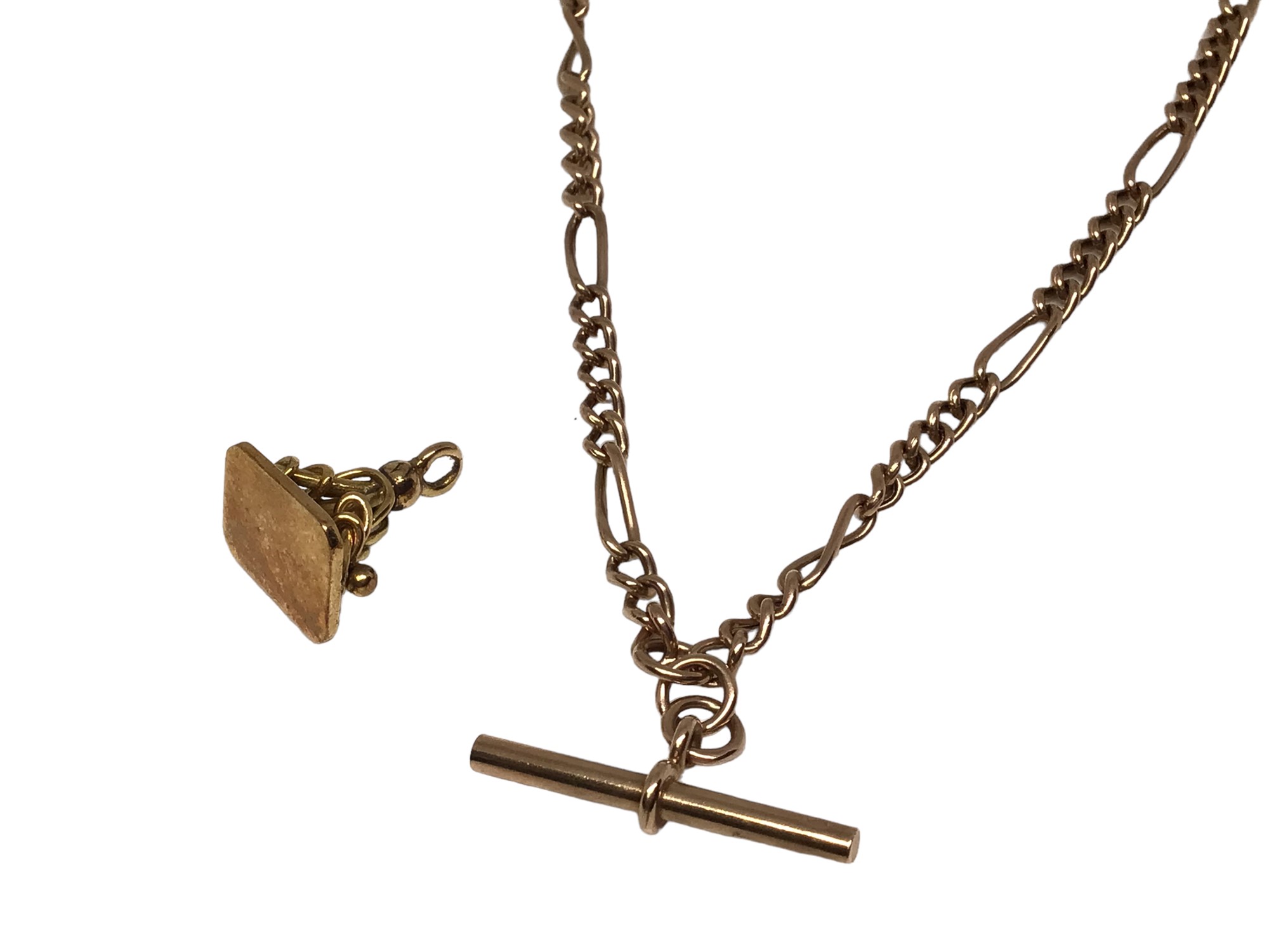 Lot 180 9ct gold watch chain necklace and 9ct gold