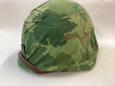 Lot 882 - US M1 steel helmet manufactured pre-November 1944, excellent paint finish, lot and lift number D25 (believed McCord), with original Second World War liner manufactured by Westinghouse and as used i...