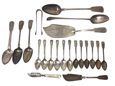 Lot 314 - Selection of miscellaneous Georgian, Victorian and later silver flatware