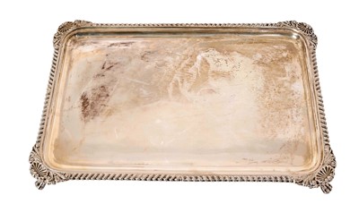 Lot 315 - Late Victorian rectangular silver tray with gadrooned border