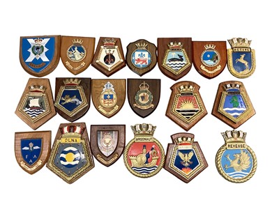 Lot 854 - Collection of various military related crests to include ships and navy associations (19)