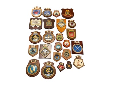 Lot 858 - Collection of various military related crests to include navy ships and associations (24)