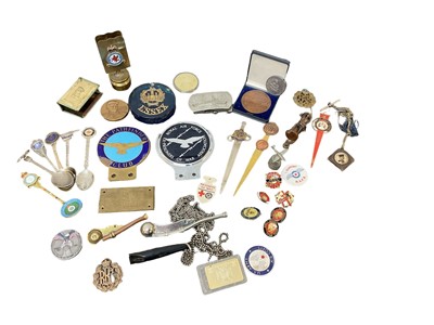 Lot 876 - RAF Pathfinder Club car badge, Royal Air Force Ex-prisoners of war association car badge and other militaria (1 box).