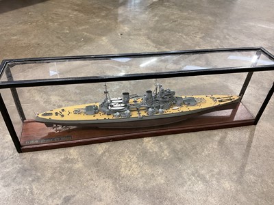 Lot 2619 - Scratch built model of HMS Prince of Wales, in glazed case, 75cm long