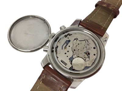 Lot 188 - Reproduction Beobachtungsuhr German military wristwatch on brown leather strap, reproduction Military European Company pocket watch and Orvis military style wristwatch (3)