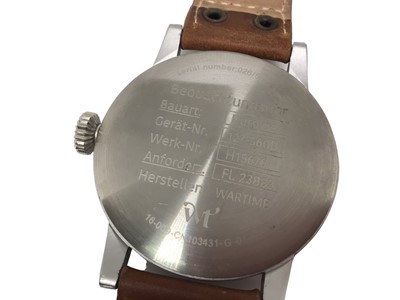 Lot 188 - Reproduction Beobachtungsuhr German military wristwatch on brown leather strap, reproduction Military European Company pocket watch and Orvis military style wristwatch (3)