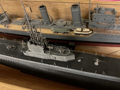 Lot 2621 - Kit built model of USS Silversides, wooden stand, 135cm long, together with a scratch built model, HMS Daring. (2)