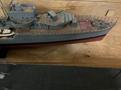 Lot 2621 - Kit built model of USS Silversides, wooden stand, 135cm long, together with a scratch built model, HMS Daring. (2)