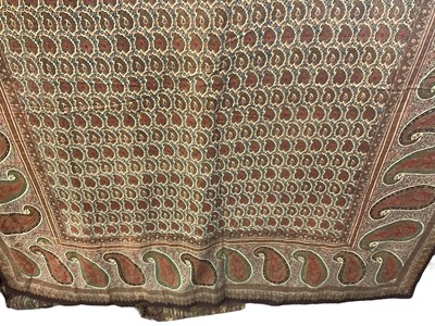 Lot 2155 - Large antique printed paisley shawl. 150 x 220 cms approximately.