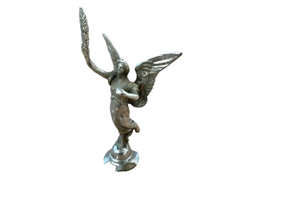 Lot 963 - 1930s chrome plated Winged female figure victory car mascot 20cm high