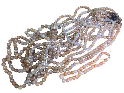 Lot 212 - Group of semi-precious polished round bead necklaces