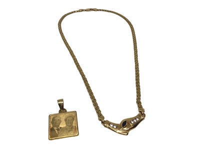 Lot 281 - 18ct gold necklace together with an 18ct gold pendant