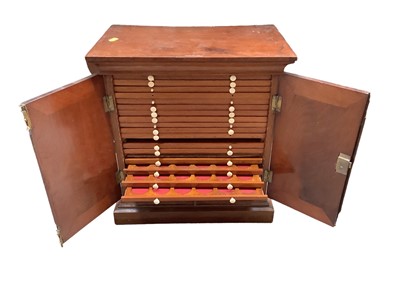 Lot 2636 - Victorian mahogany coin cabinet / chest, the drawers with ivory handles, 43cm wide x 27cm deep x 48cm high