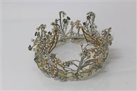 Lot 3070 - Victorian wedding tiara wrapped with white...