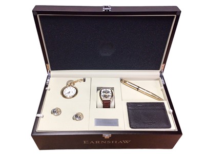 Lot 236 - Earnshaw gentleman's wristwatch, pocket watch, cufflinks, pen and wallet limited edition boxed gift set, as new