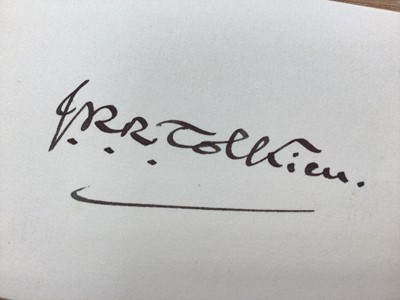 Lot 1500 - J. R. R. Tolkien signature, hand signed on piece.