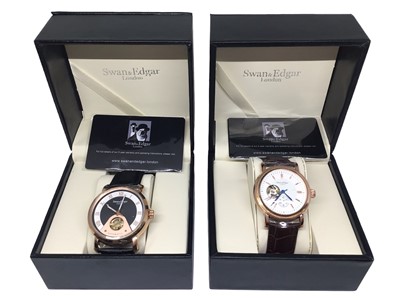 Lot 246 - Two Swan & Edgar wristwatches both on leather straps, boxed as new