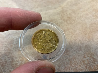 Lot 550 - Canada - Ottawa Mint Specimen Gold Sovereign Edward VII 1908c (N.B. Of the highest rarity - rating 6), this example, originally with satin finish, shows signs of wear, with light cleaning marks and...