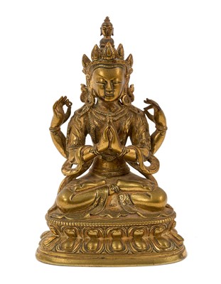 Lot 803 - Indo-Chinese gilt bronze deity figure