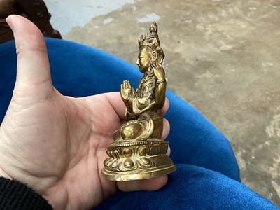 Lot 803 - Indo-Chinese gilt bronze deity figure