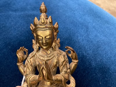 Lot 803 - Indo-Chinese gilt bronze deity figure