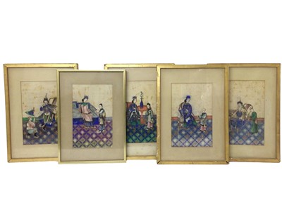 Lot 808 - Set of five 19th century Chinese paintings on rice paper