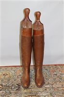 Lot 3083 - Pair of ladies' brown leather hunting boots,...