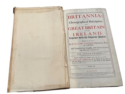 Lot 1666 - William Camden - Britannia, Second Edition, (1722), 2 vols. folio, with maps, full calf