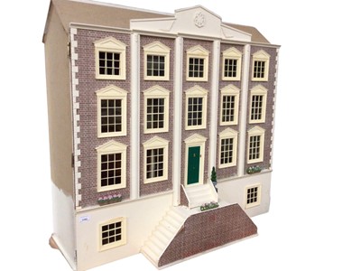 Lot 1762 - Large contemporary Georgian style dolls house with a quantity of furniture in 4 large boxes