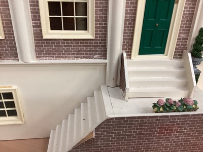 Lot 1762 - Large contemporary Georgian style dolls house with a quantity of furniture in 4 large boxes
