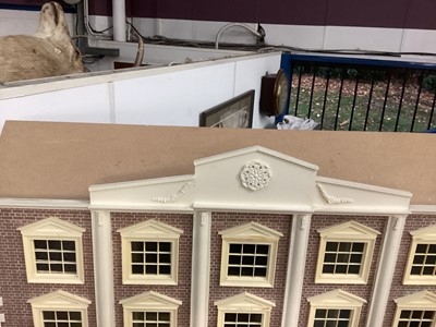 Lot 1762 - Large contemporary Georgian style dolls house with a quantity of furniture in 4 large boxes