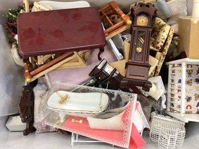 Lot 1762 - Large contemporary Georgian style dolls house with a quantity of furniture in 4 large boxes