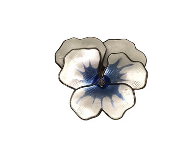 Lot 307 - David Andersen Norwegian silver and enamel pansy brooch, 4.5cm wide