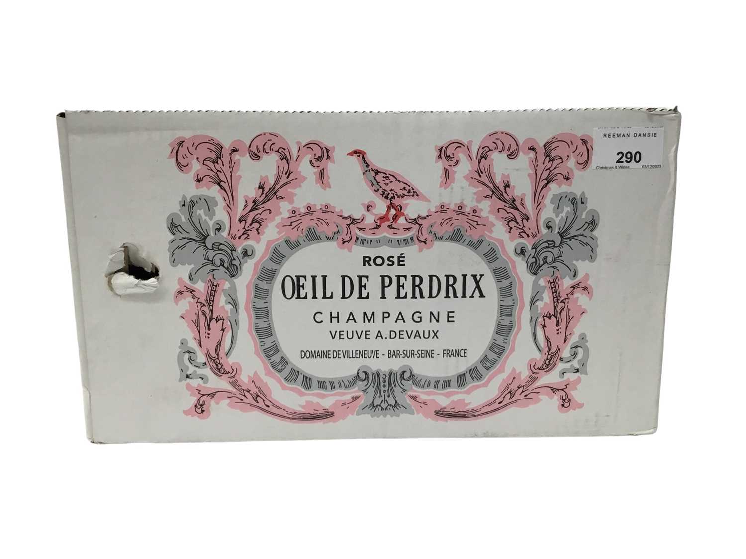 Lot 290 - Six bottles, Oeil De Perdrix rosé Champagne, in sealed card box