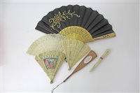 Lot 3086 - 19th century Chinese fan with bone sticks and...